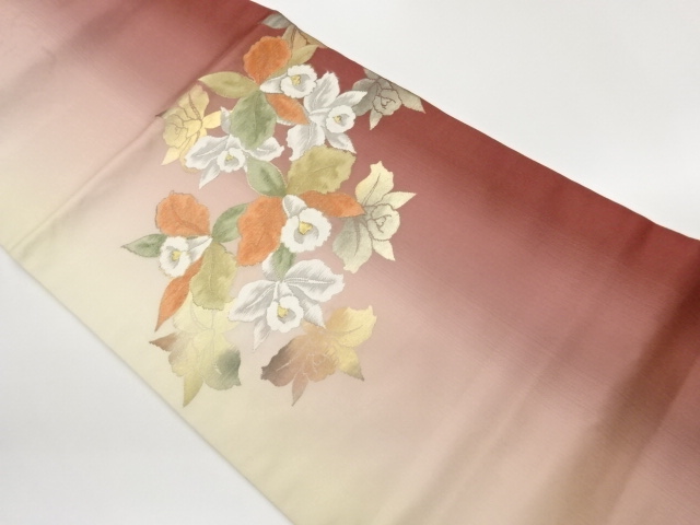 JAPANESE KIMONO / CATTLEYA PATTERN WOVEN NAGOYA OBI